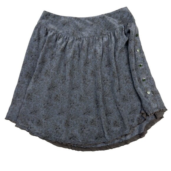 ZADIG & VOLTAIRE Flowy Silk Victorian Luxury Buttonned Blue Floral Mini Skirt 38 - Picture 1 of 10